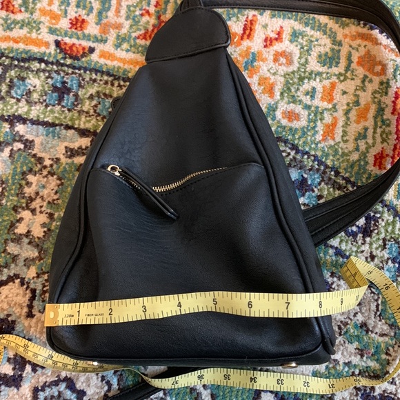 Faux leather black convertible crossbody/mini backpack purse - Picture 11 of 11